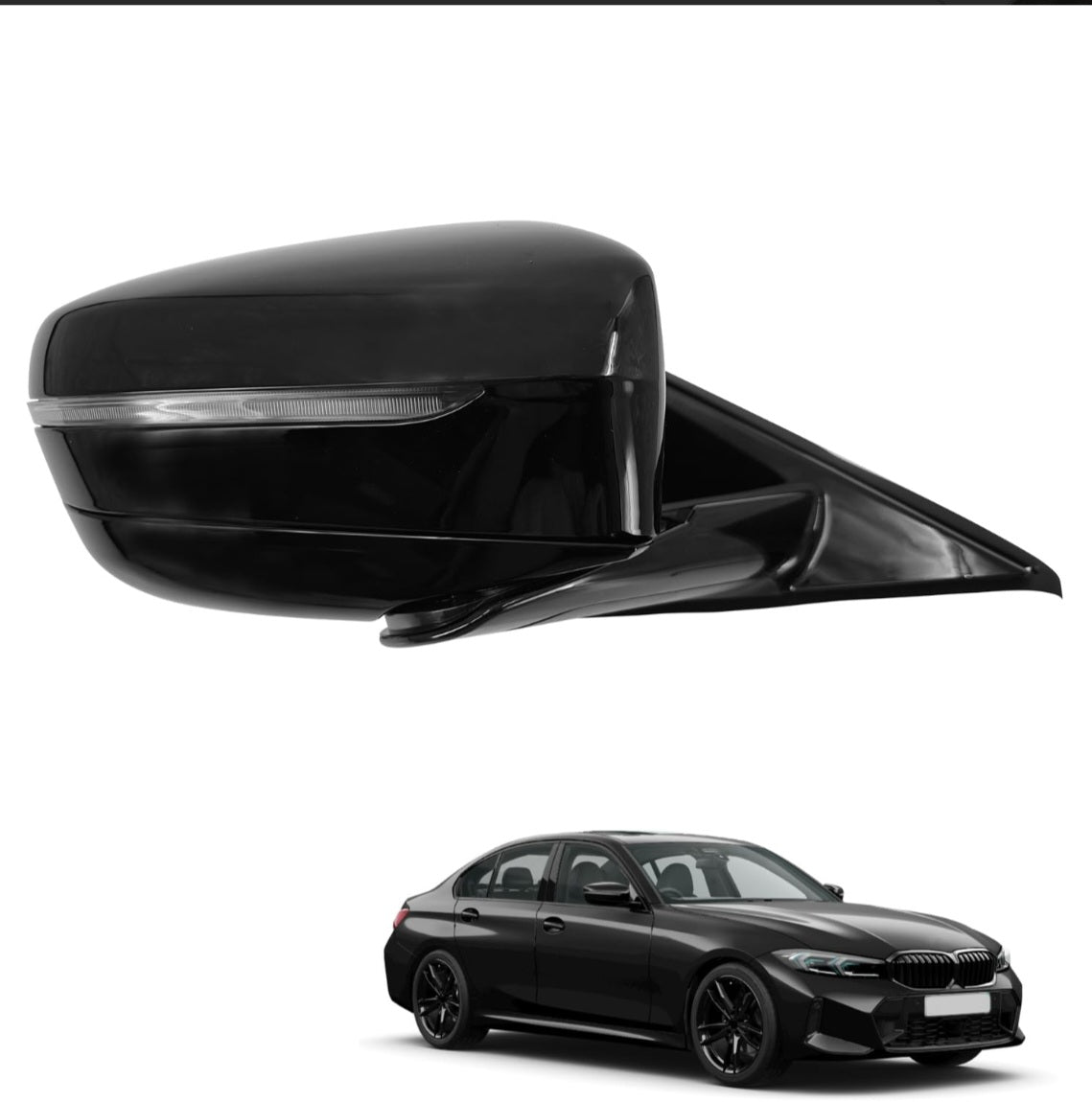 Looklardy Black Right Mirror with Blind Spot Compatible with BMW 320i 330i 330e 2019-2023 Passenger Side Mirror Assembly with Turn Signal