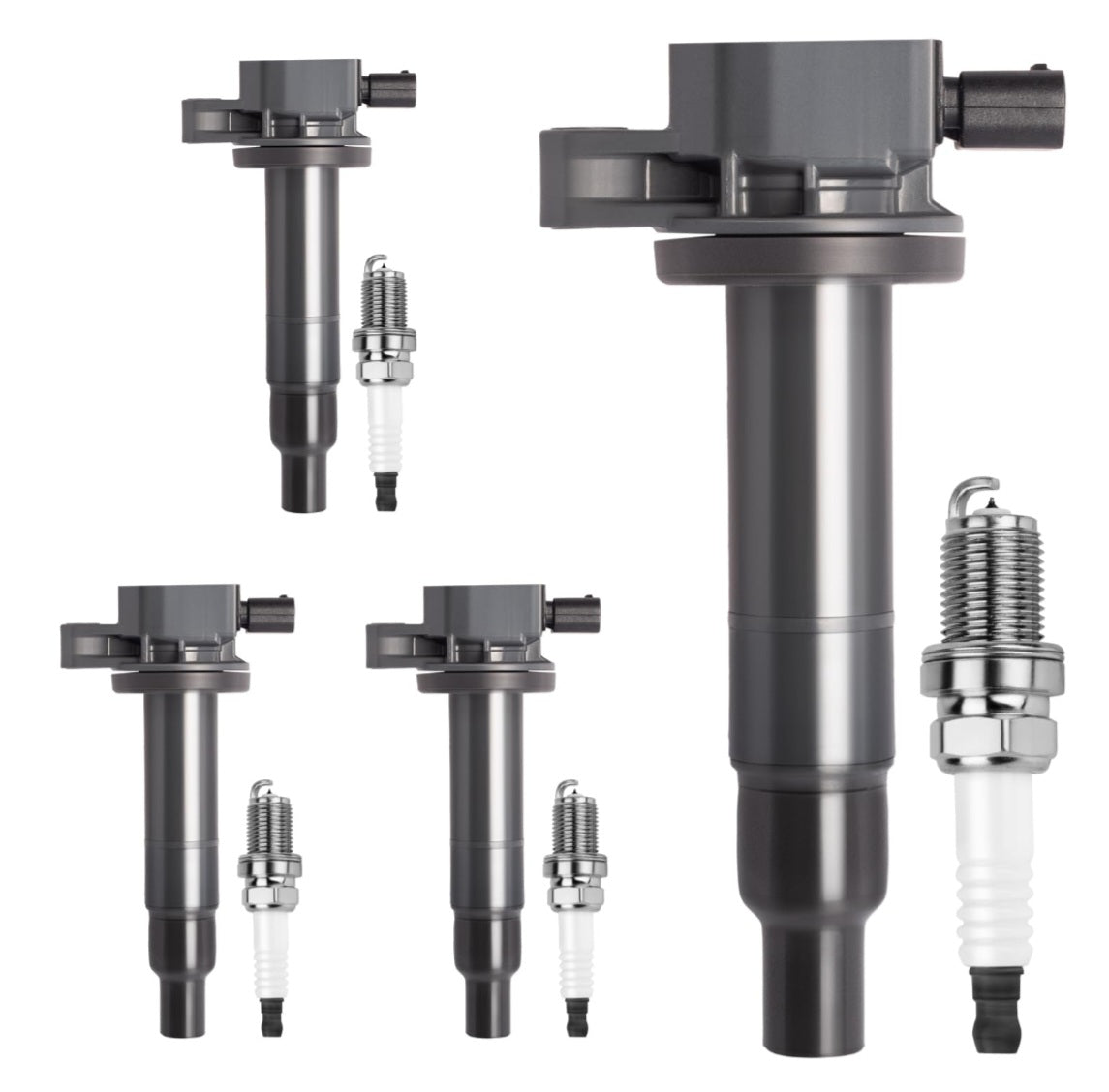 Motorevo Ignition Coil Pack and Iridium Spark Plugs Set of 4, Compatible with Toyota Yaris 2007-2018/Prius 2001-2009/ Echo 2000-2005 & Scion xA xB 2004-2006 1.5L L4, Replace OE# UF316+7090