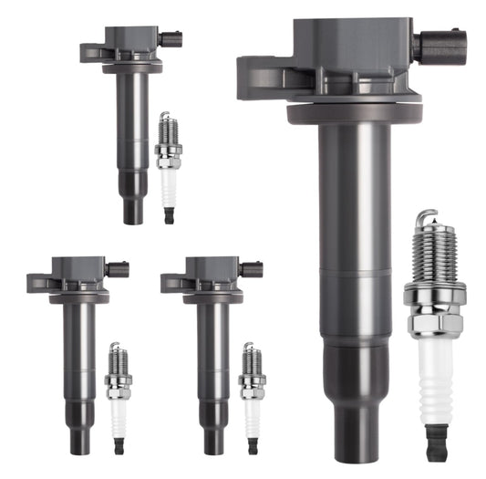 Motorevo Ignition Coil Pack and Iridium Spark Plugs Set of 4, Compatible with Toyota Yaris 2007-2018/Prius 2001-2009/ Echo 2000-2005 & Scion xA xB 2004-2006 1.5L L4, Replace OE# UF316+7090