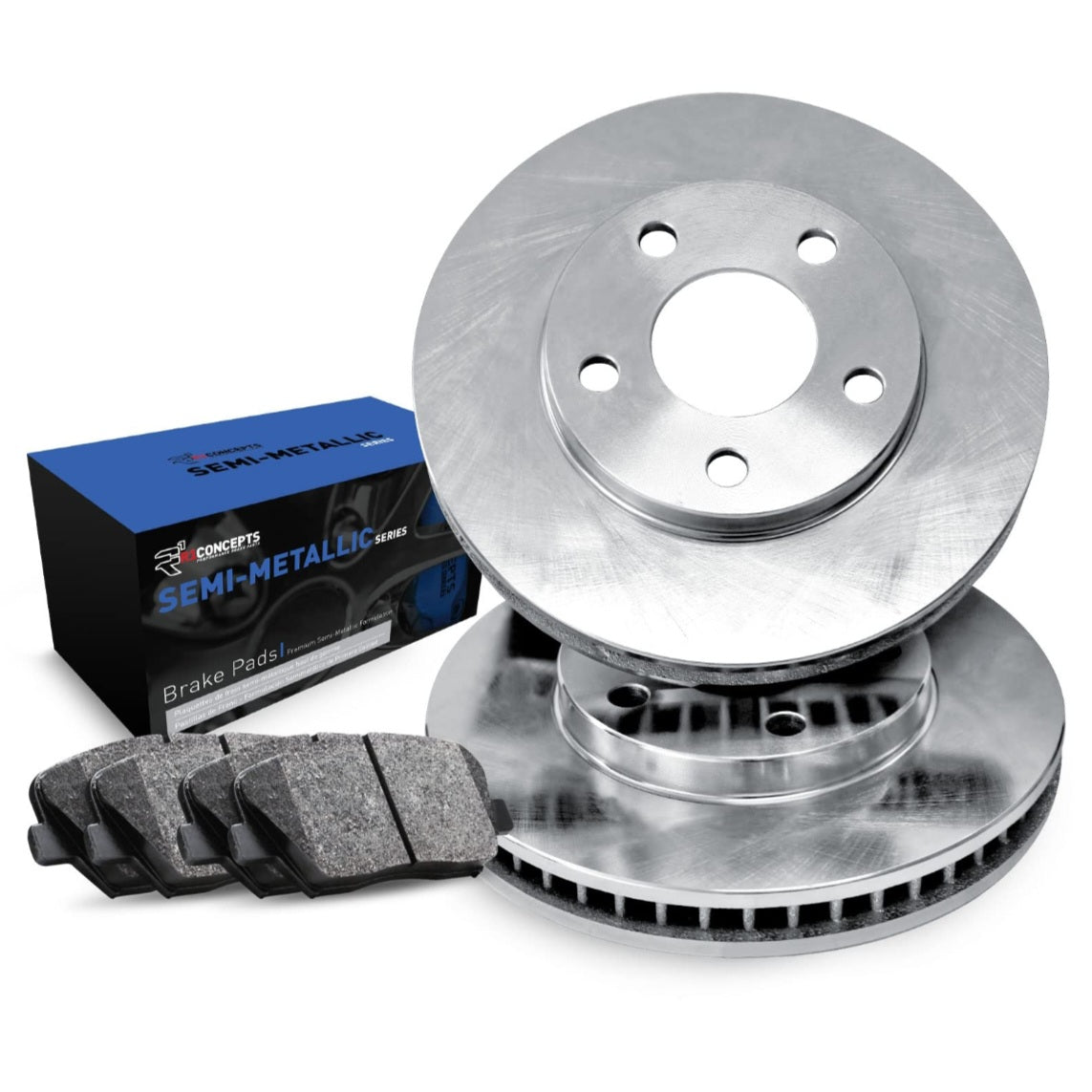 R1 Concepts Front Brake Kit For 2017-2019 Audi A4| Blank Brake Rotors| Semi-Metallic Brake Pads and Rotors Kit