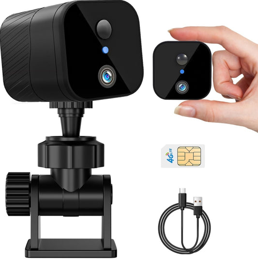 4G LTE Cellular Security Camera, Small 2K HD Wireless No WiFi Needed IR Night Vision PIR Motion Detection 90-Day Battery Life Portable Compact Mini Camera Built-in Sim Card